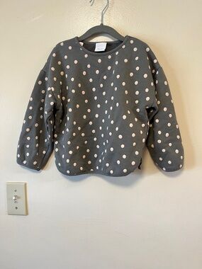 Zara Gray Sweatshirt with Light Pink Polka Dots